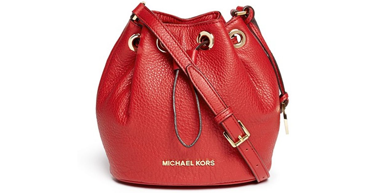 Michael Kors 'jules' Leather Crossbody Bucket Bag in Red