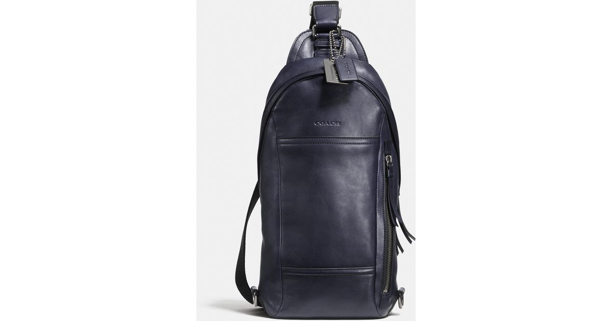 COACH Bleecker Convertible Sling Pack In Leather in Black for Men