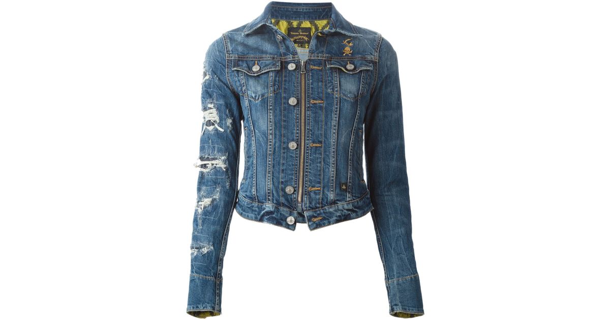 vivienne westwood anglomania zip front denim jacket in vivienne westwood anglomania zip front denim jacket in