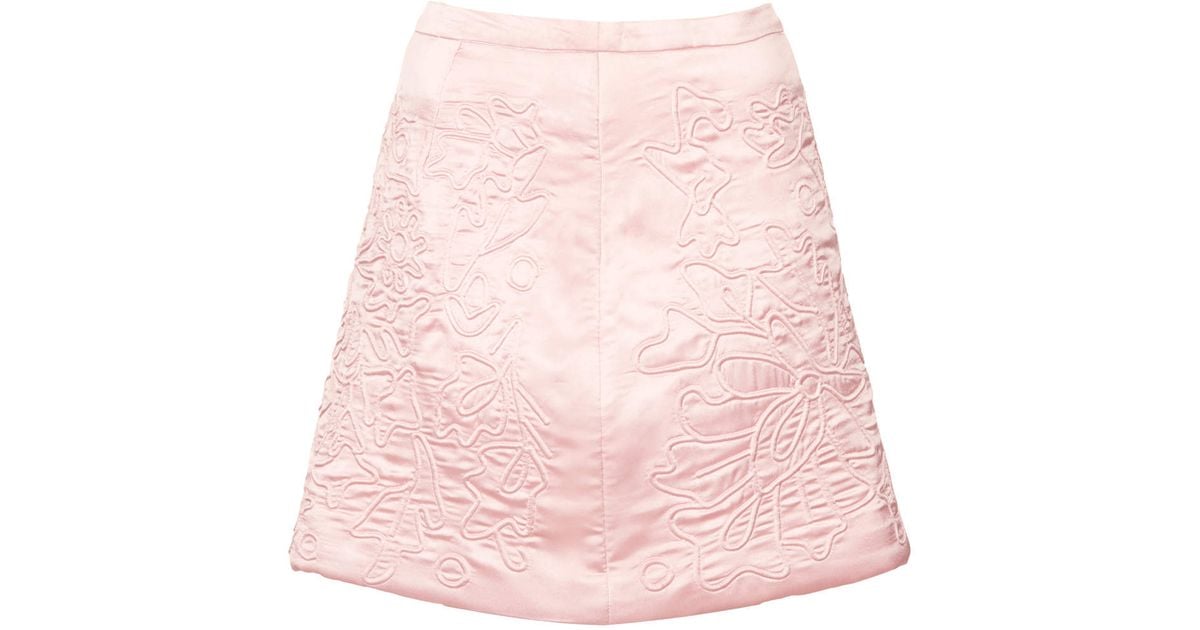 TOPSHOP Satin Quilt Skirt in Pale Pink (Pink) - Lyst