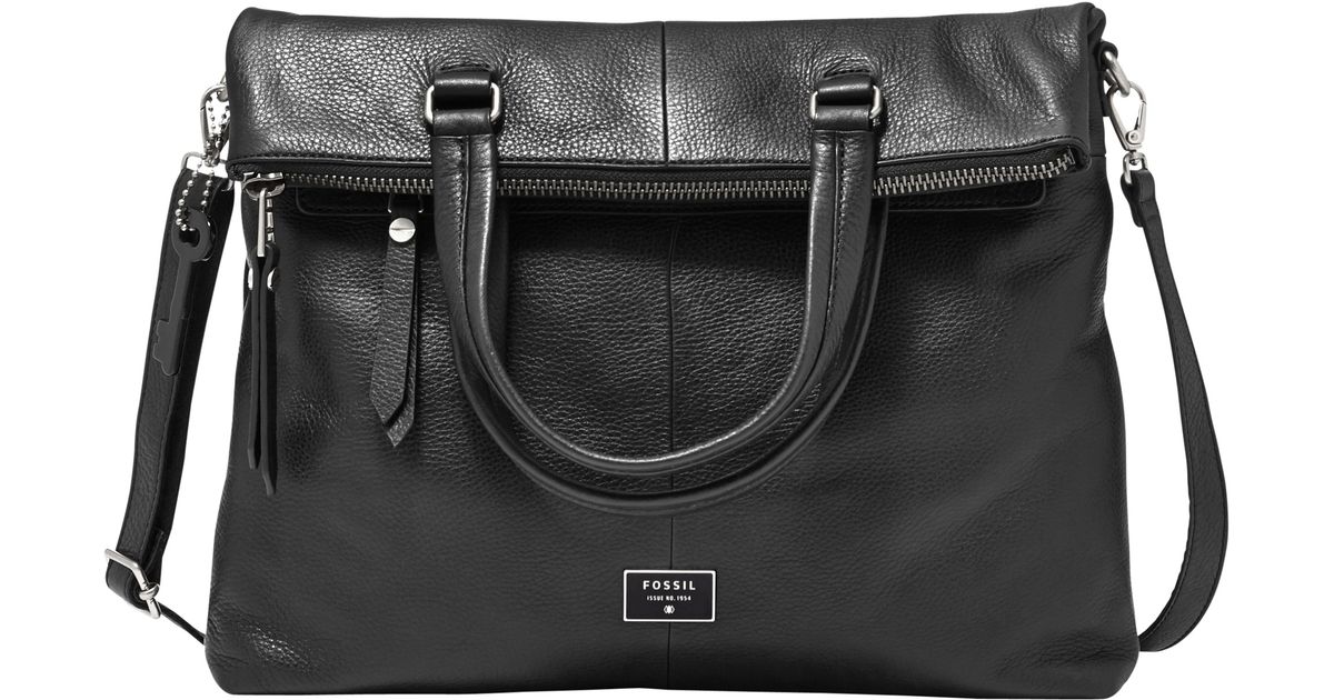 Fossil Dawson Foldover Tote Bag In Black Lyst