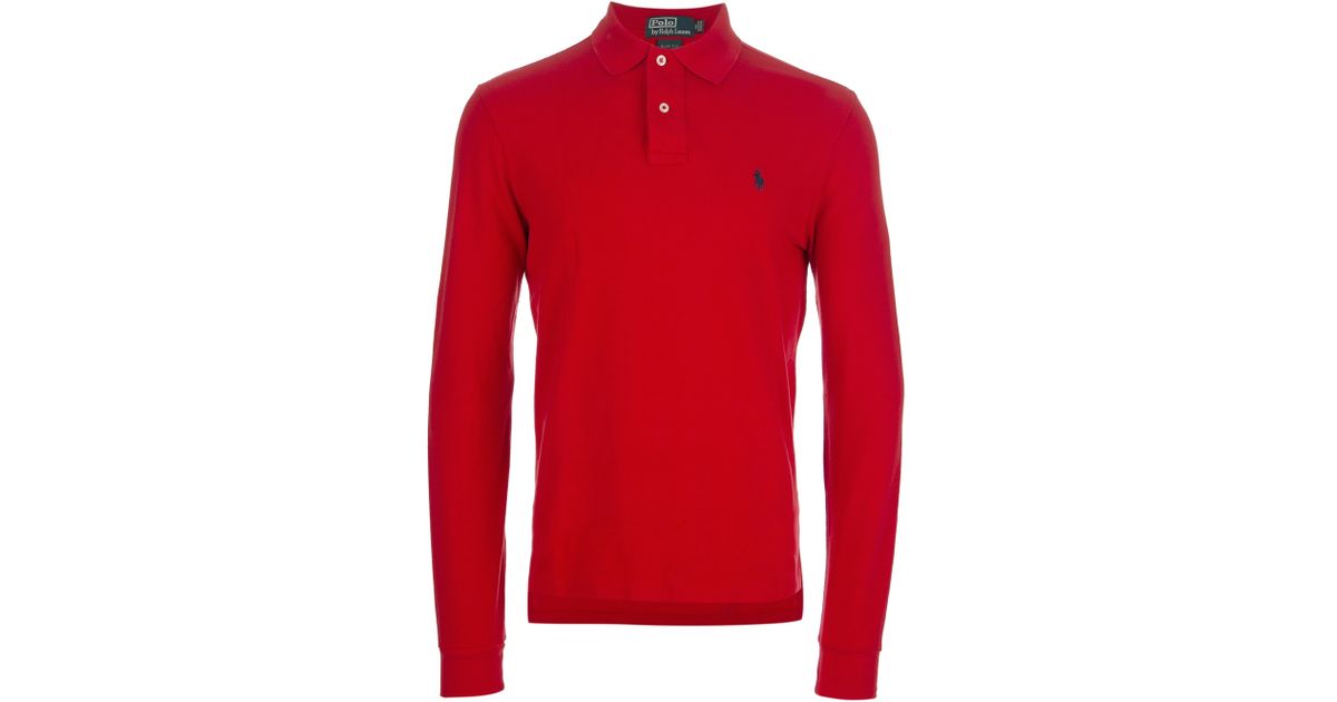 red long sleeve polo shirt ralph lauren