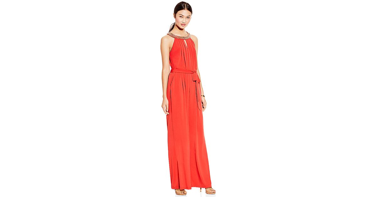 vince camuto orange jumpsuit