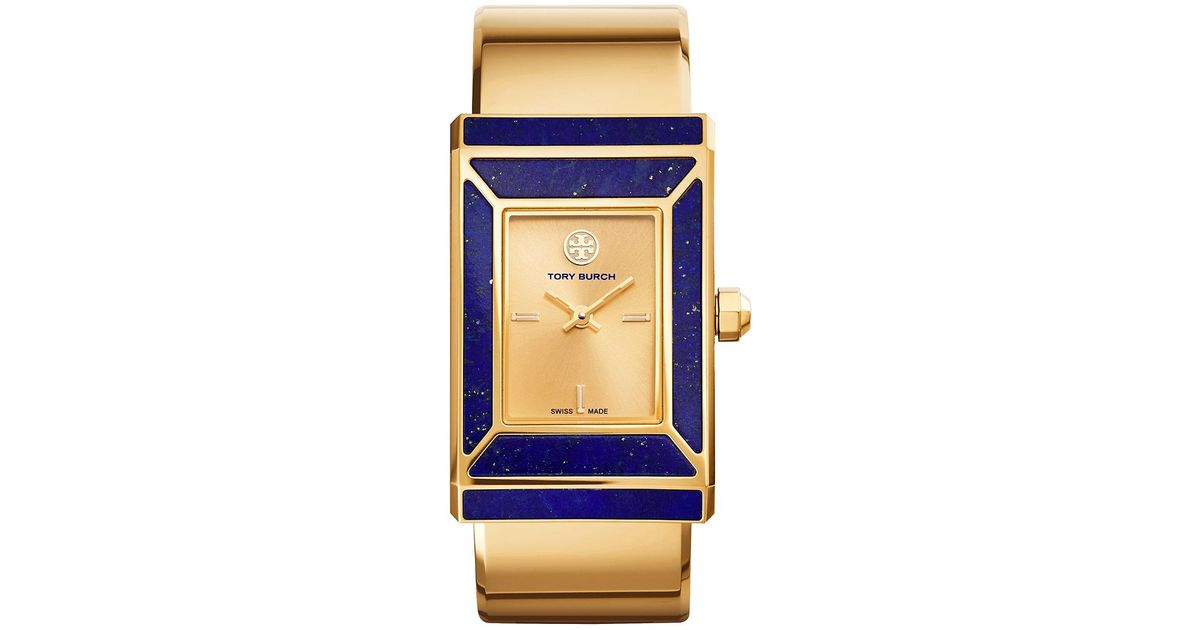 Tory Burch Robinson Watch, Limited Edition, Gold-Tone/Lapis, 38 X 25 Mm in  Blue