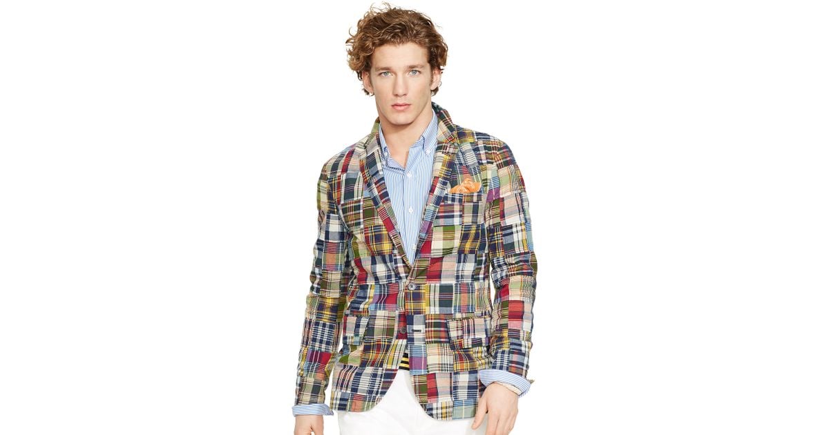 mens patchwork madras sport coat
