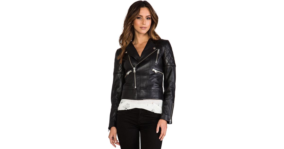 Anine Bing Leather Biker Jacket In Black Lyst