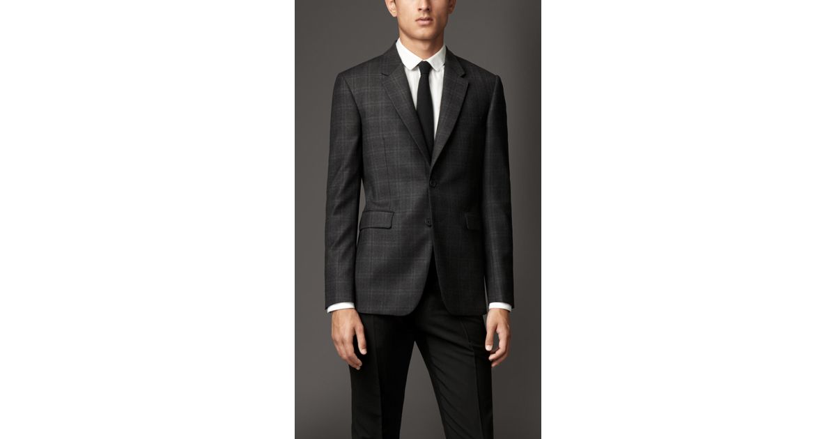 Lyst Burberry Modern Fit Virgin Wool Check Jacket In Gray For Men