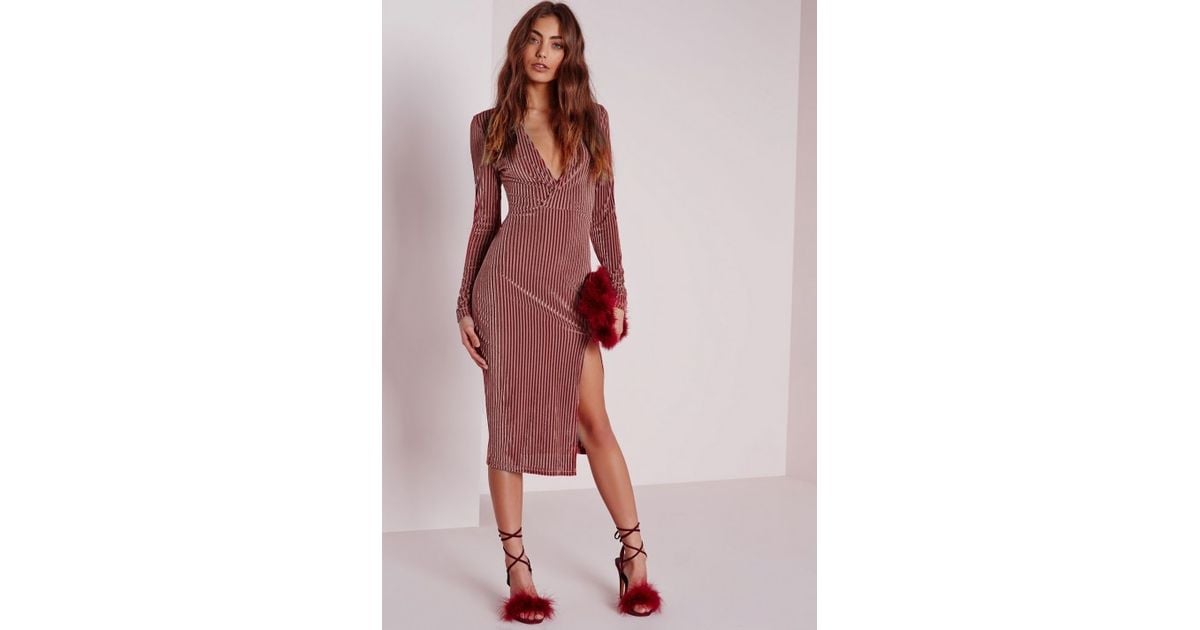 missguided floral stripe velvet midi dress