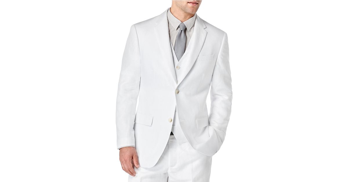 Perry ellis Big And Tall Linen Suit Jacket in White for Men (Bright