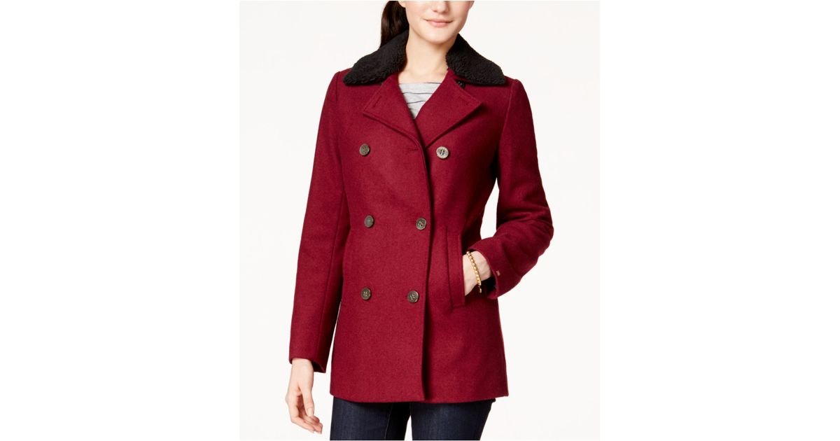 Tommy Hilfiger Grey Wool Coats Style Peacoats In The Color Gray For Women