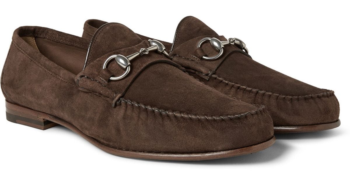 mens gucci suede horsebit loafers