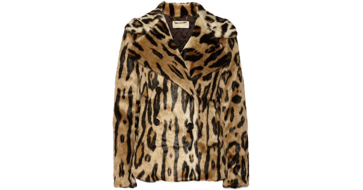 michael kors faux fur leopard coat