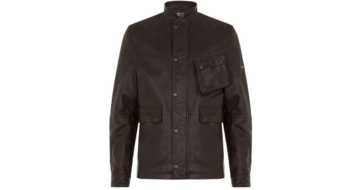 Barbour Thunder Leather Jacket in Brown for Men - Lyst