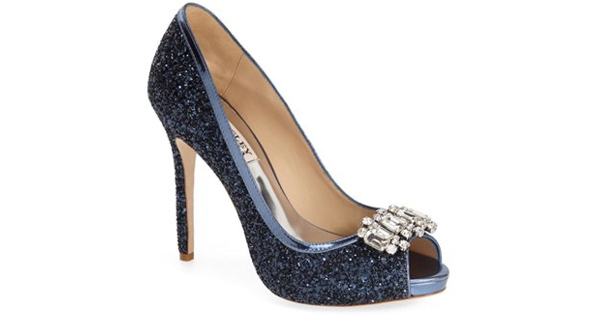 badgley mischka navy heels