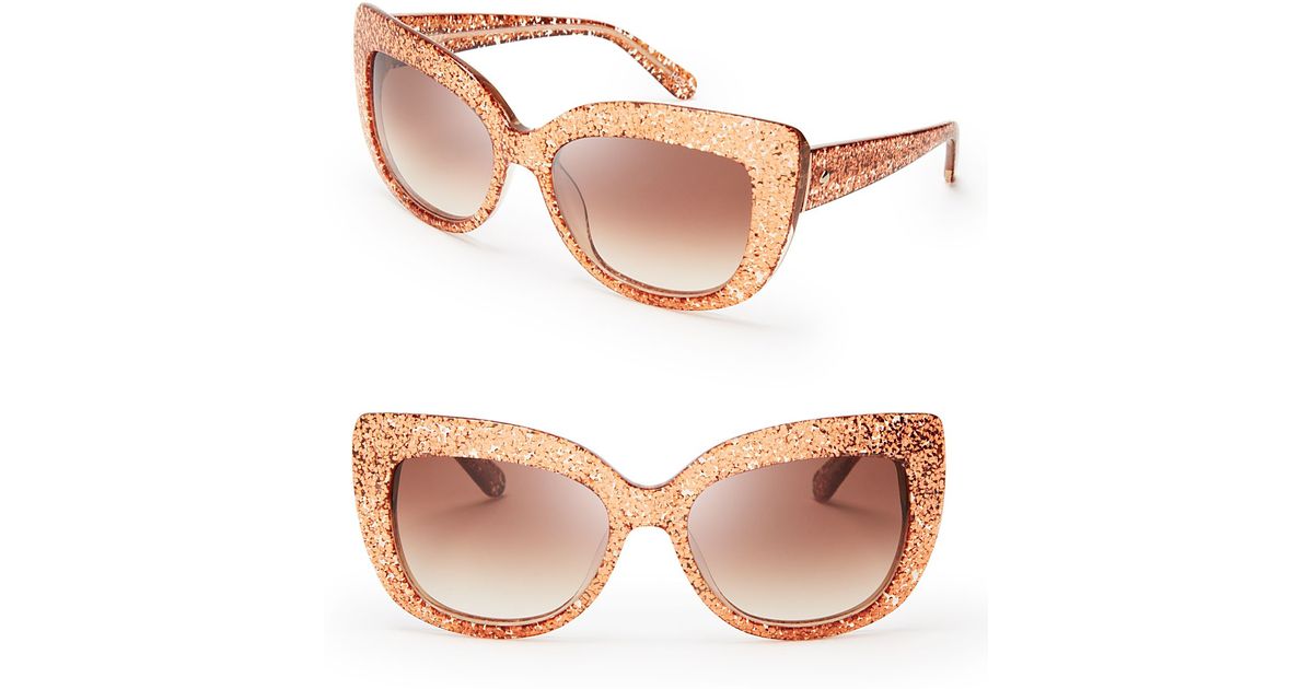 Kate Spade Ursula Glitter Cateye Sunglasses in Rose Gold Glitter (Pink