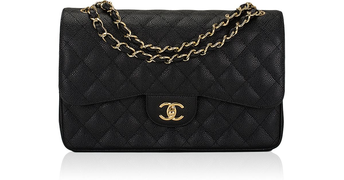Lyst Madison Avenue Couture Chanel Black Quilted Caviar Jumbo Lyst Madison Avenue Couture Chanel Black Quilted Caviar Jumbo Classic 2 55 Double Flap Bag In