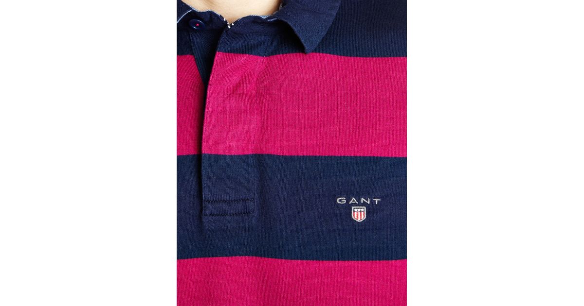 GANT Bar Stripe Long Sleeve Rugby Shirt in Purple for Men Lyst UK