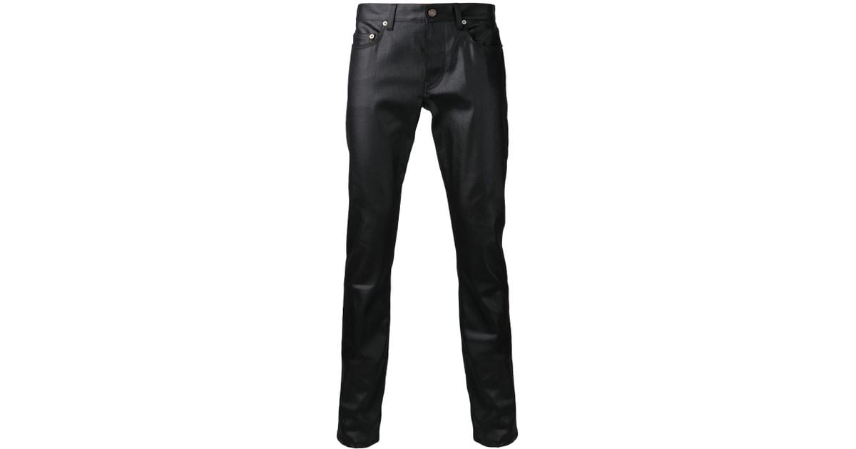 Saint Laurent Wax Denim Jeans in Black 