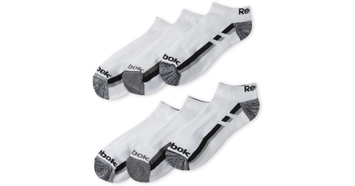 reebok 6 pack men's low cut performance training socks