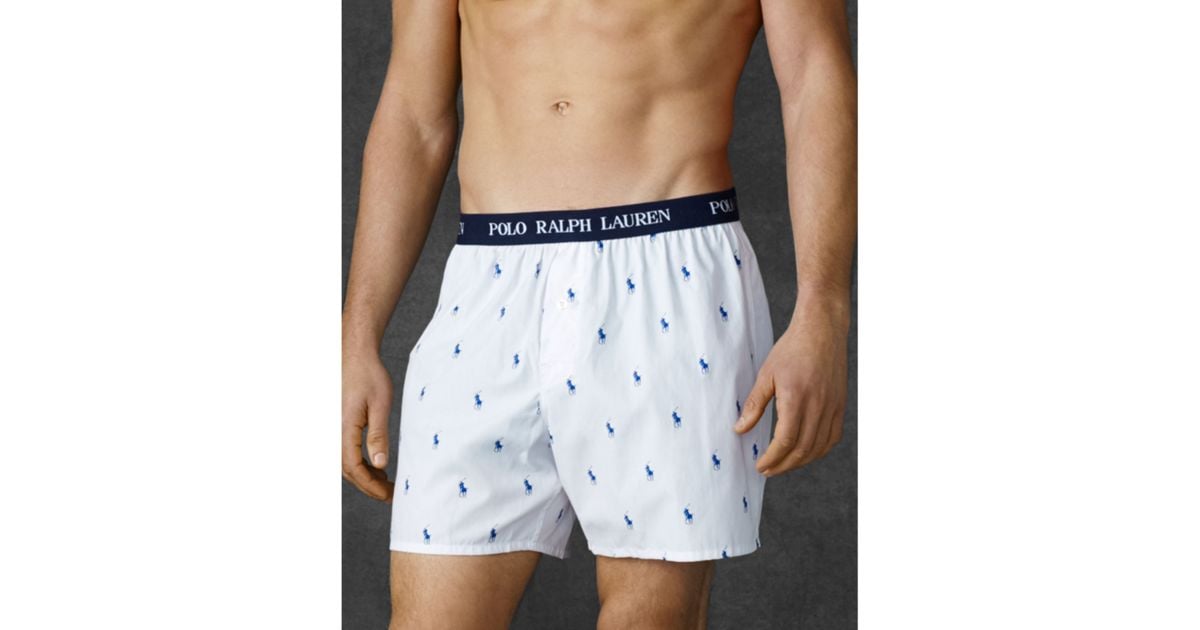 Ralph Lauren Polo Player Woven Boxers in White for Men | Lyst