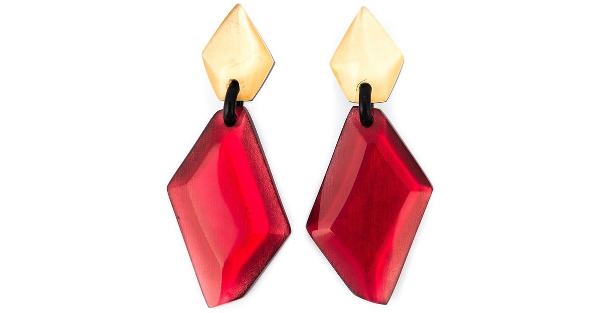 Lyst Monies Resin Stone Oversized Clip On Earrings In Red