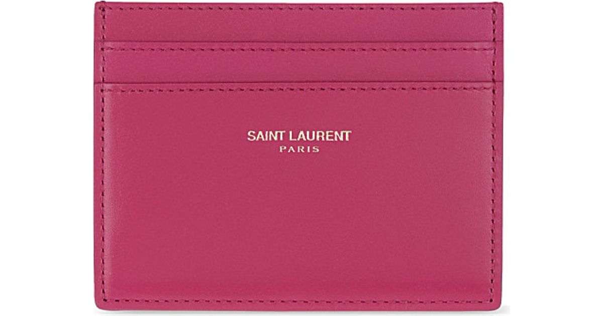 Saint Laurent Leather Card Holder In Pink Lyst