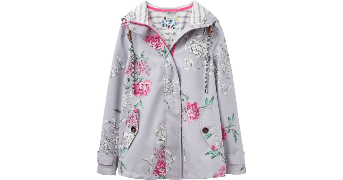 Joules Right As Rain Coast Floral Print Waterproof Jacket in Grey Lyst UK