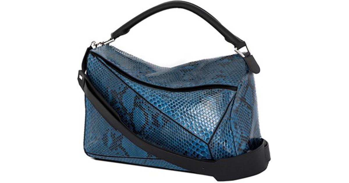 Loewe 'Small Puzzle' Genuine Python Bag in Turquoise (Blue) - Lyst