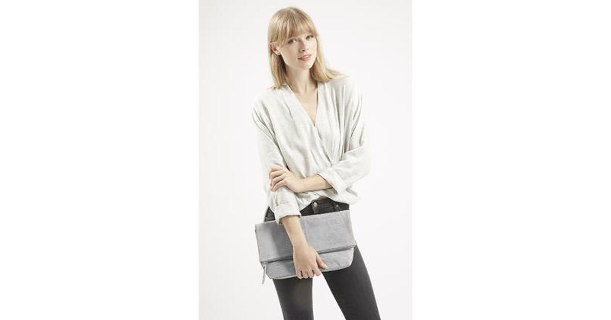 grey suede clutch bag topshop
