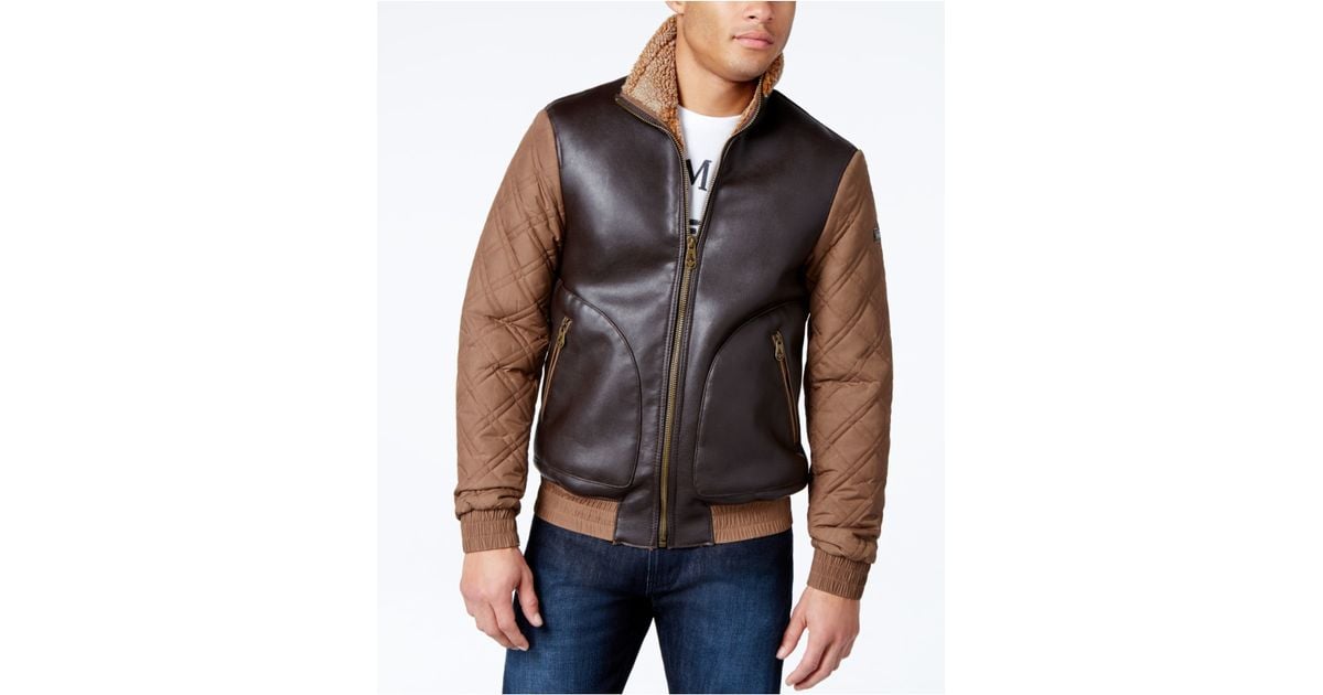 Image result for Armani Jeans Men's Leather Quilted Fleece Jacket