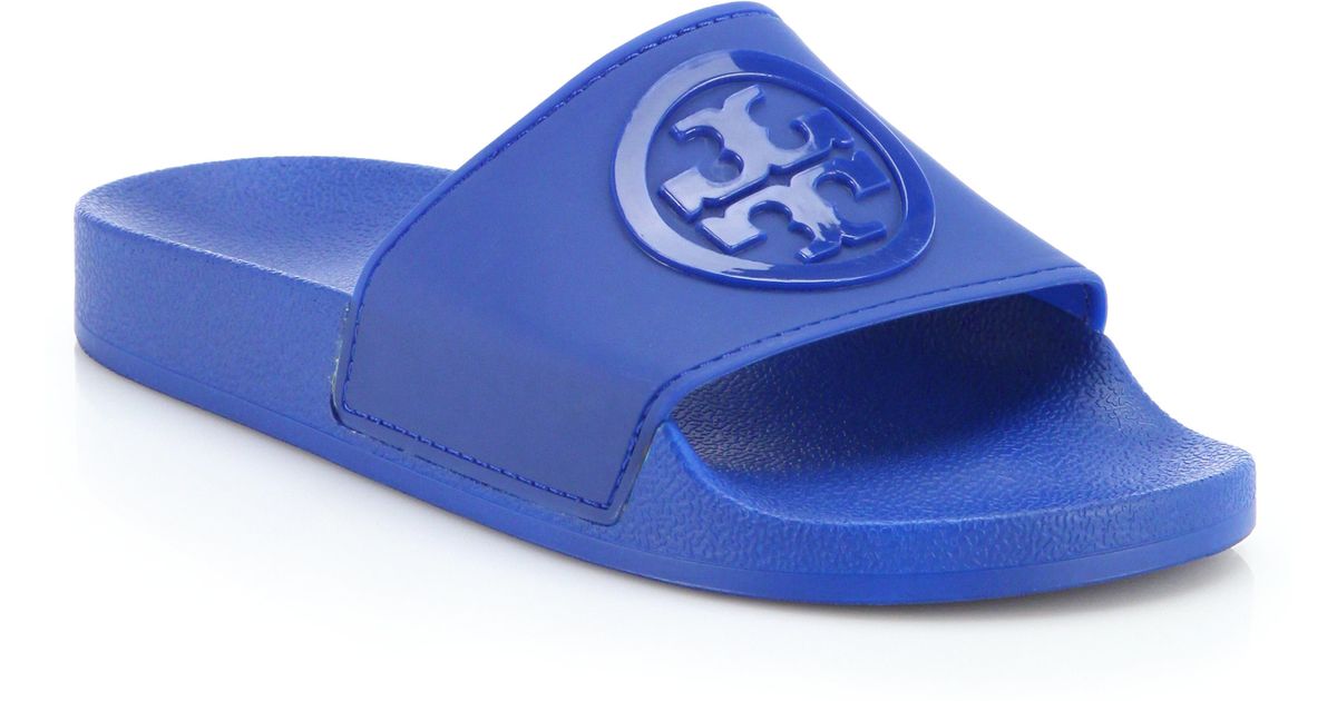 tory burch blue slides