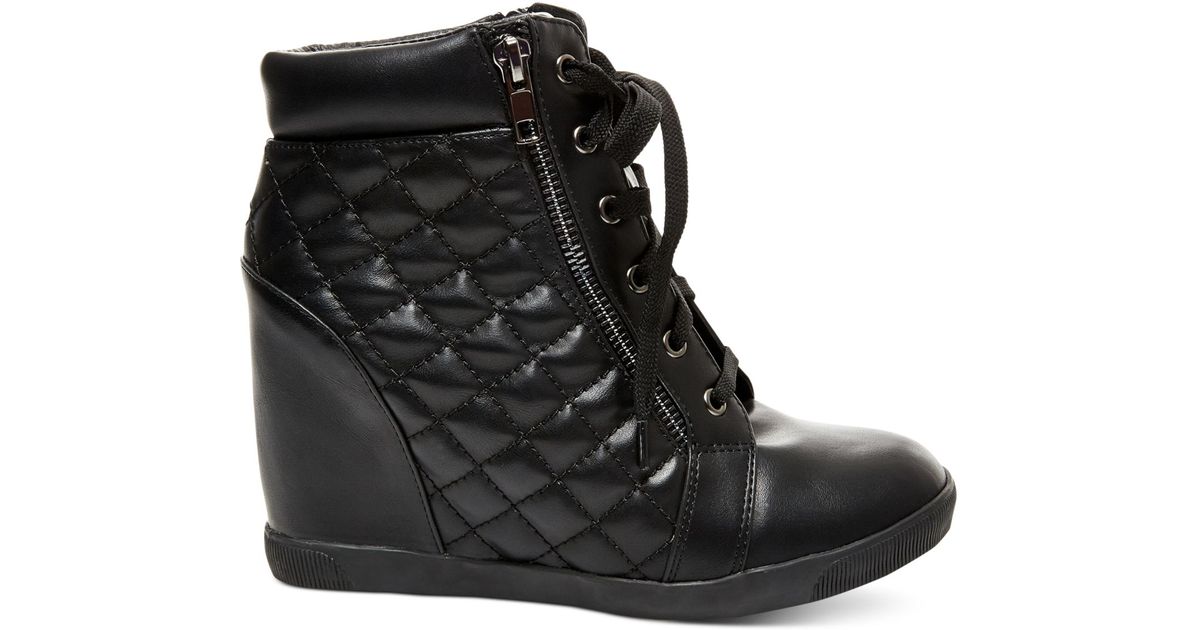 black high heel wedge sneakers