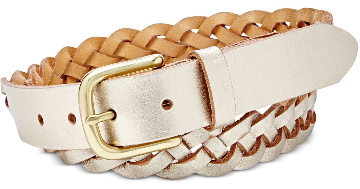 fossil braided leather belt