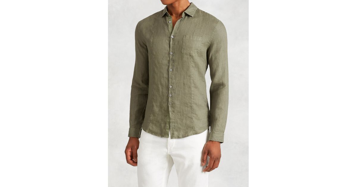 John Varvatos Men's Dark Green Long Sleeve Casual Shirt 