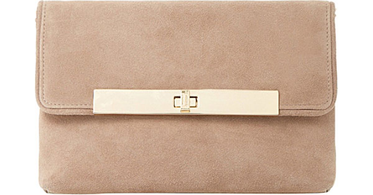 taupe suede clutch bag