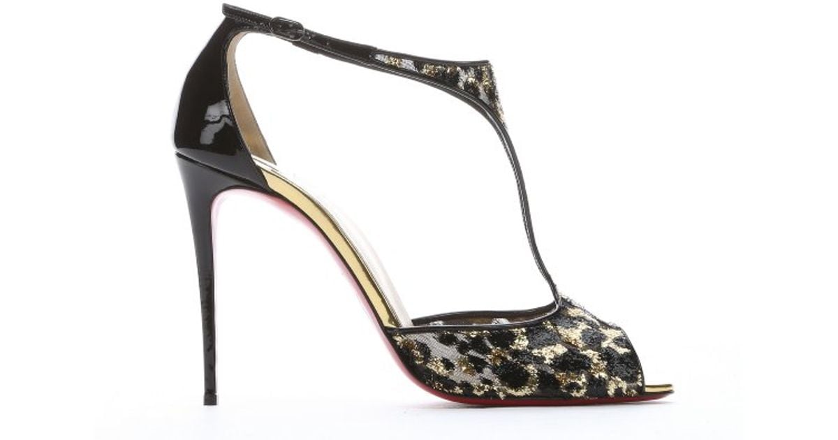 cheap louboutin shoes knockoffs - Christian louboutin Black And Gold Leopard Patterned Mesh \u0026#39;tiny ...