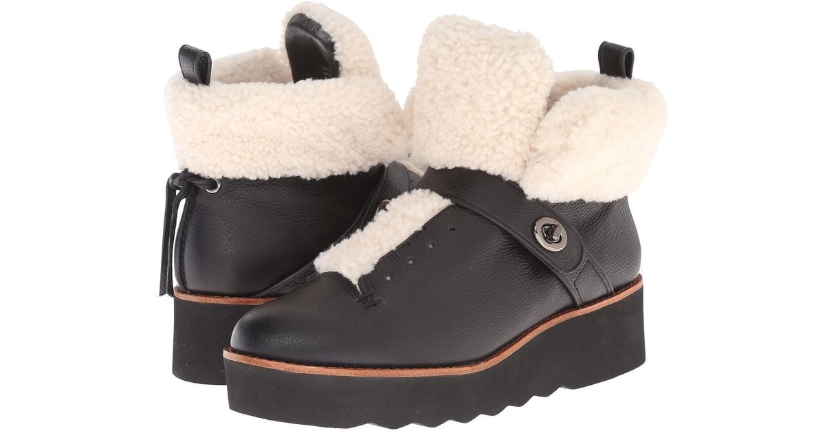 COACH Urban Hiker Shearling Boots in Black/Natural (Black) | Lyst