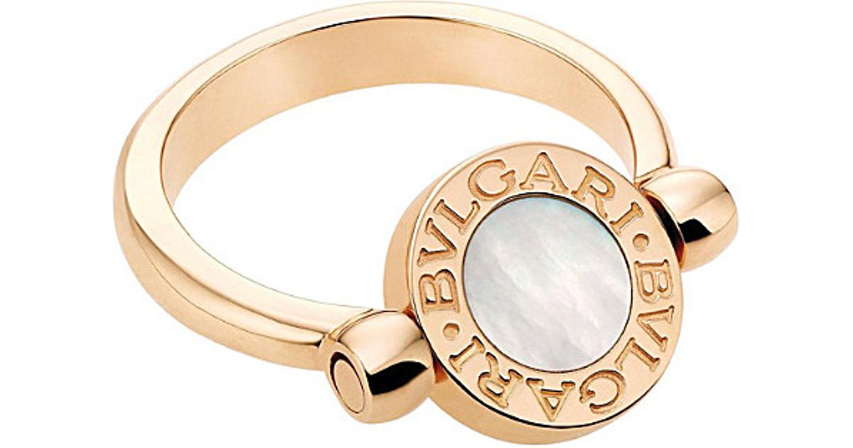 Bvlgari 18ct Pink Gold Black Onyx And Mother Of Pearl Ring Lyst