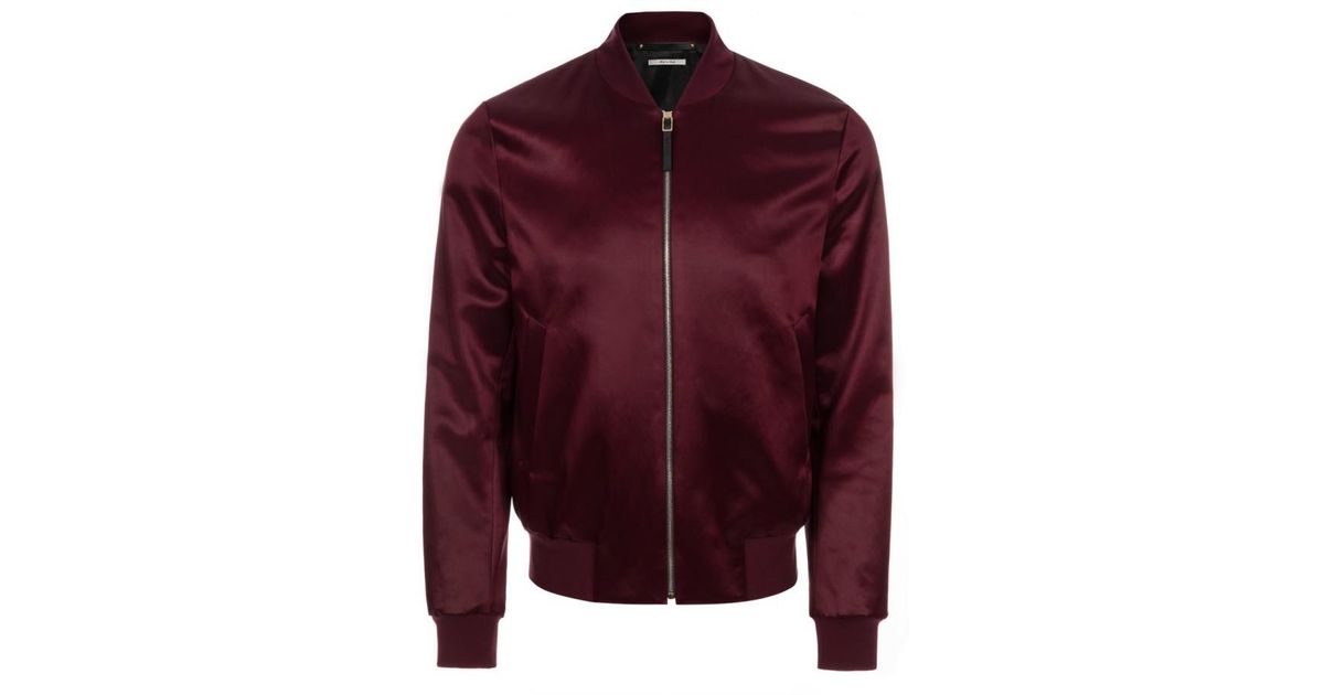 maroon satin bomber jacket
