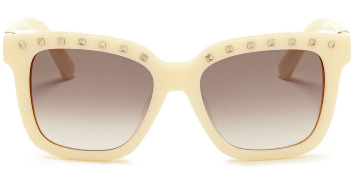 Lyst - Valentino 'rockstud' Brow Bar Square Frame Acetate Sunglasses in ...