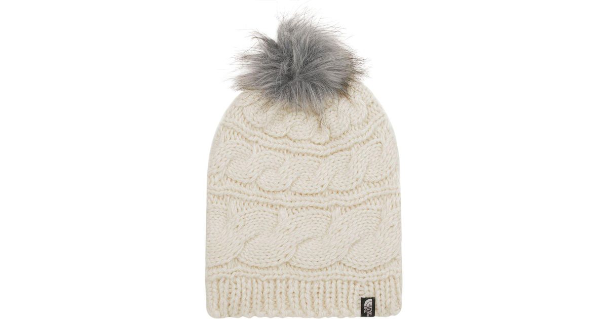 the north face women's triple cable fur pom beanie