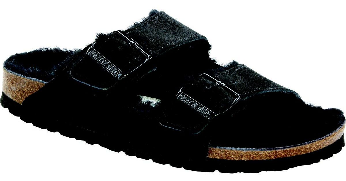 Birkenstock Suede Arizona Shearling Lined Narrow Sandal in Black-Black Suede (Black) - Lyst