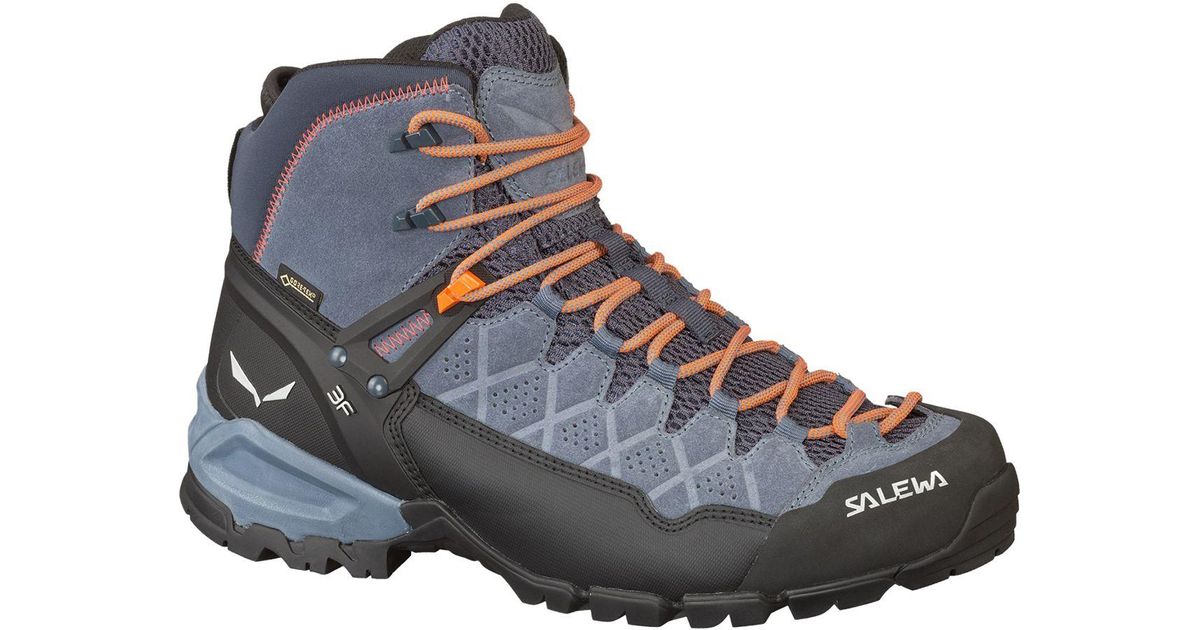 Salewa Leather Alp Trainer Mid Gtx Hiking Boot in Blue for Men - Lyst