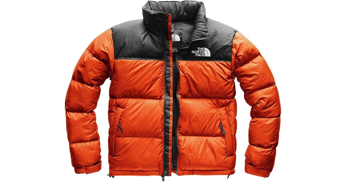 north face orange nuptse jacket