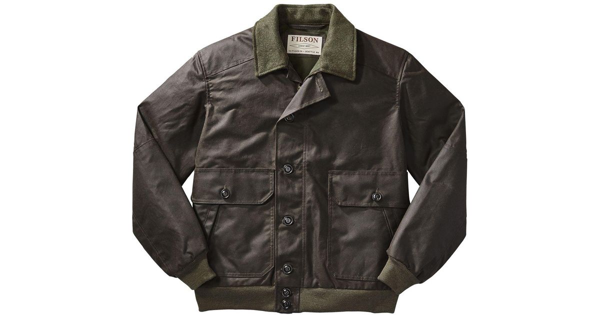 Filson Wool Ranger Oil Cloth Bomber Jacket in Black for Men Lyst