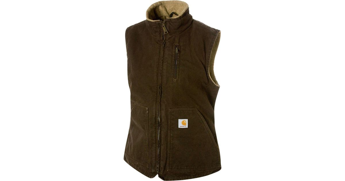 Download Carhartt Cotton Sandstone Mock-neck Vest in Dark Brown ...