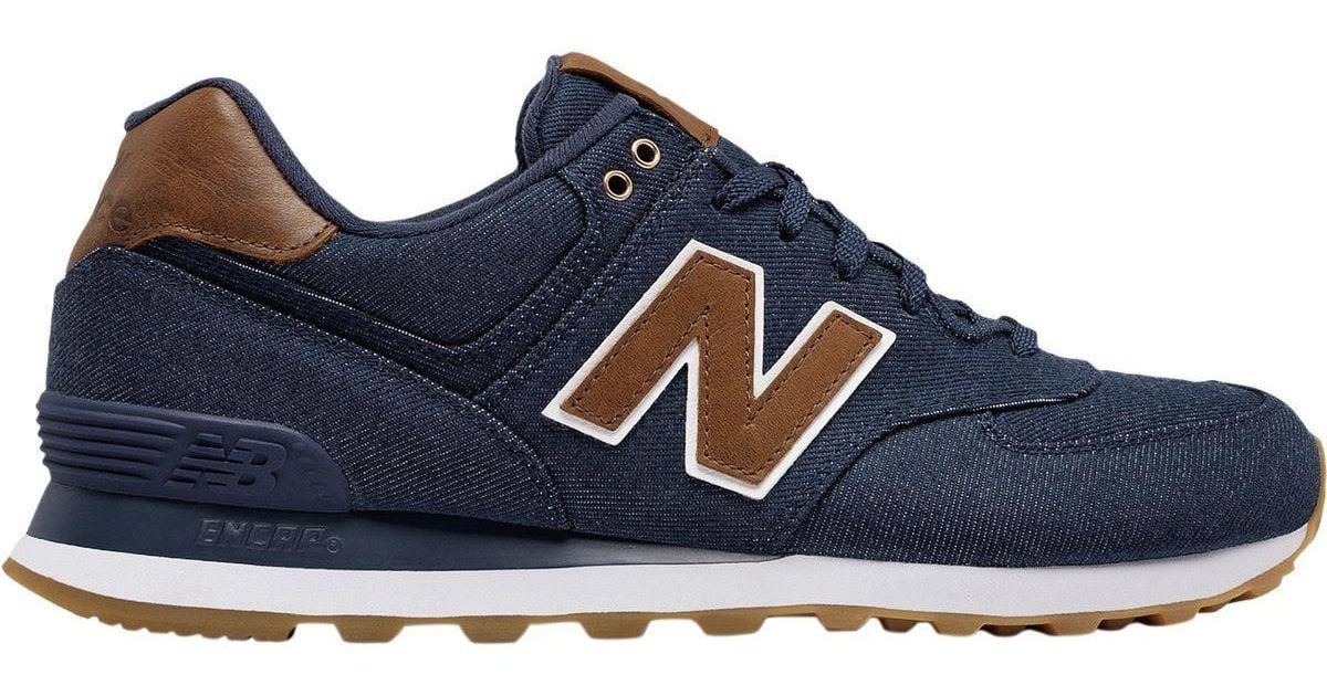 New Balance 574 15 Ounce Canvas in Navy/Brown (Blue) for Men - Lyst