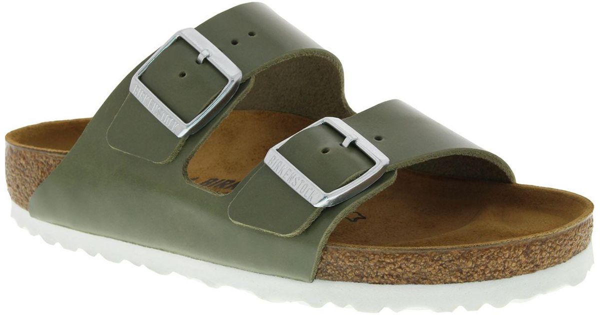 Birkenstock Arizona Leather Narrow Sandal in Khaki Leather (Green ...