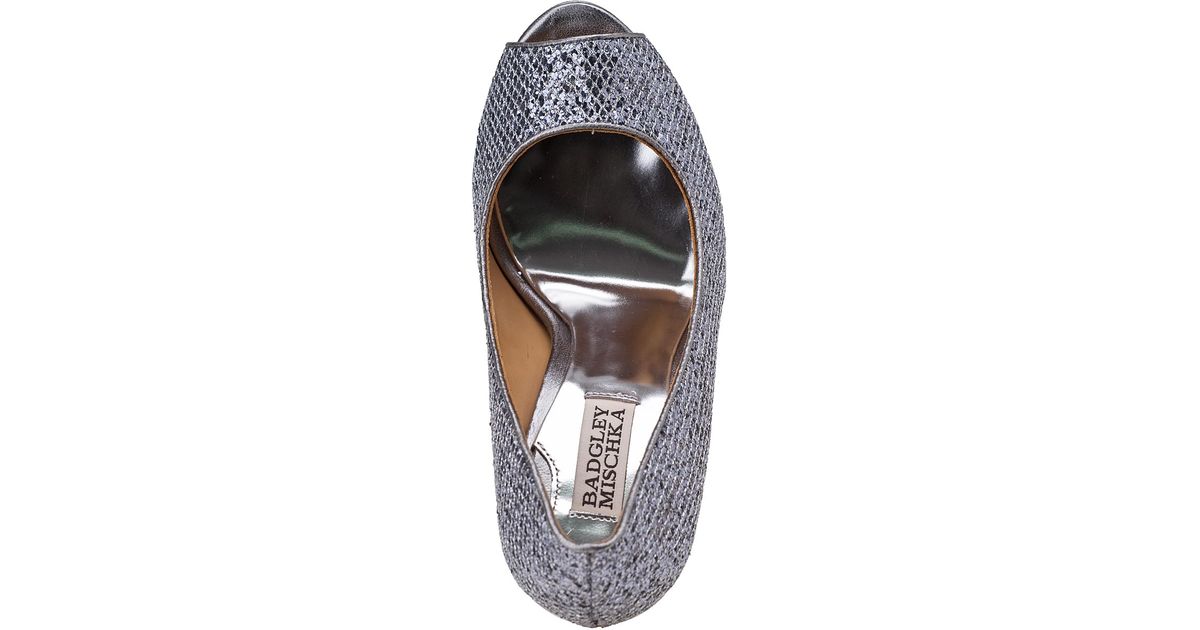 pewter evening pumps