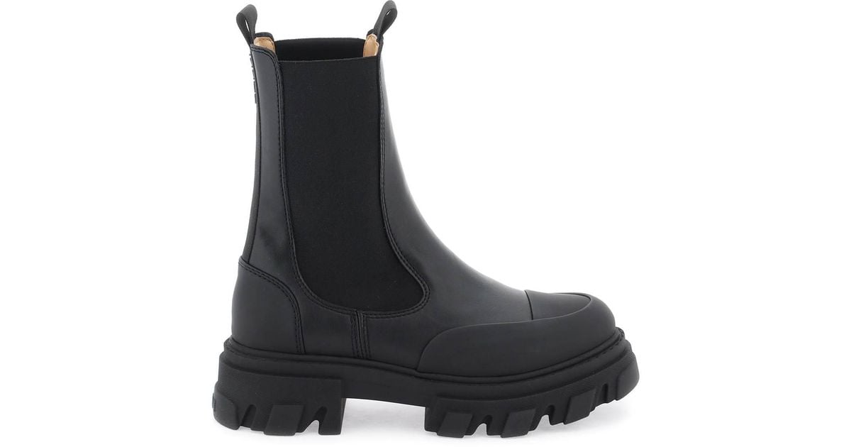 Black cleated ankle boots deals